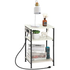 Bedside Table with Charging Station - 3-Tier Nightstand with USB Ports & Power Outlets