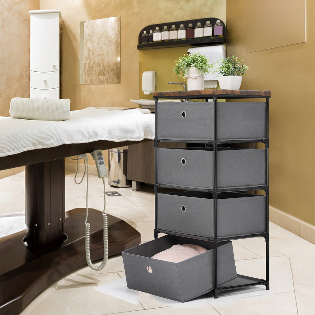 4-Drawer White Fabric Chest - Storage Organizer Unit for Closets, Bedroom & Dorm