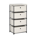 4-Drawer White Fabric Chest - Storage Organizer Unit for Closets, Bedroom & Dorm