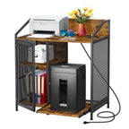 File Cabinet with Charging Station - 3-Tier Printer Stand & Paper Shredder Holder for Office