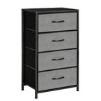 4-Drawer Fabric Dresser Storage Tower - Grey Chest of Drawers with Black Metal Frame