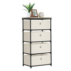 4-Drawer White Fabric Chest - Storage Organizer Unit for Closets, Bedroom & Dorm