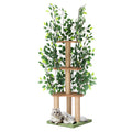 Modern Cat Tree with Artificial Leaves - Multi-Level Cat Tower with Scratching Posts & Hiding Spots