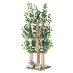 Modern Cat Tree with Artificial Leaves - Multi-Level Cat Tower with Scratching Posts & Hiding Spots