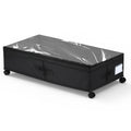 80L Rolling Under Bed Storage Container with Clear Lid - Adjustable Large Capacity Shoe & Clothes Bin with Reinforced Handles & Smooth Wheels, Black
