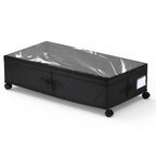 80L Rolling Under Bed Storage Container with Clear Lid - Adjustable Large Capacity Shoe & Clothes Bin with Reinforced Handles & Smooth Wheels, Black