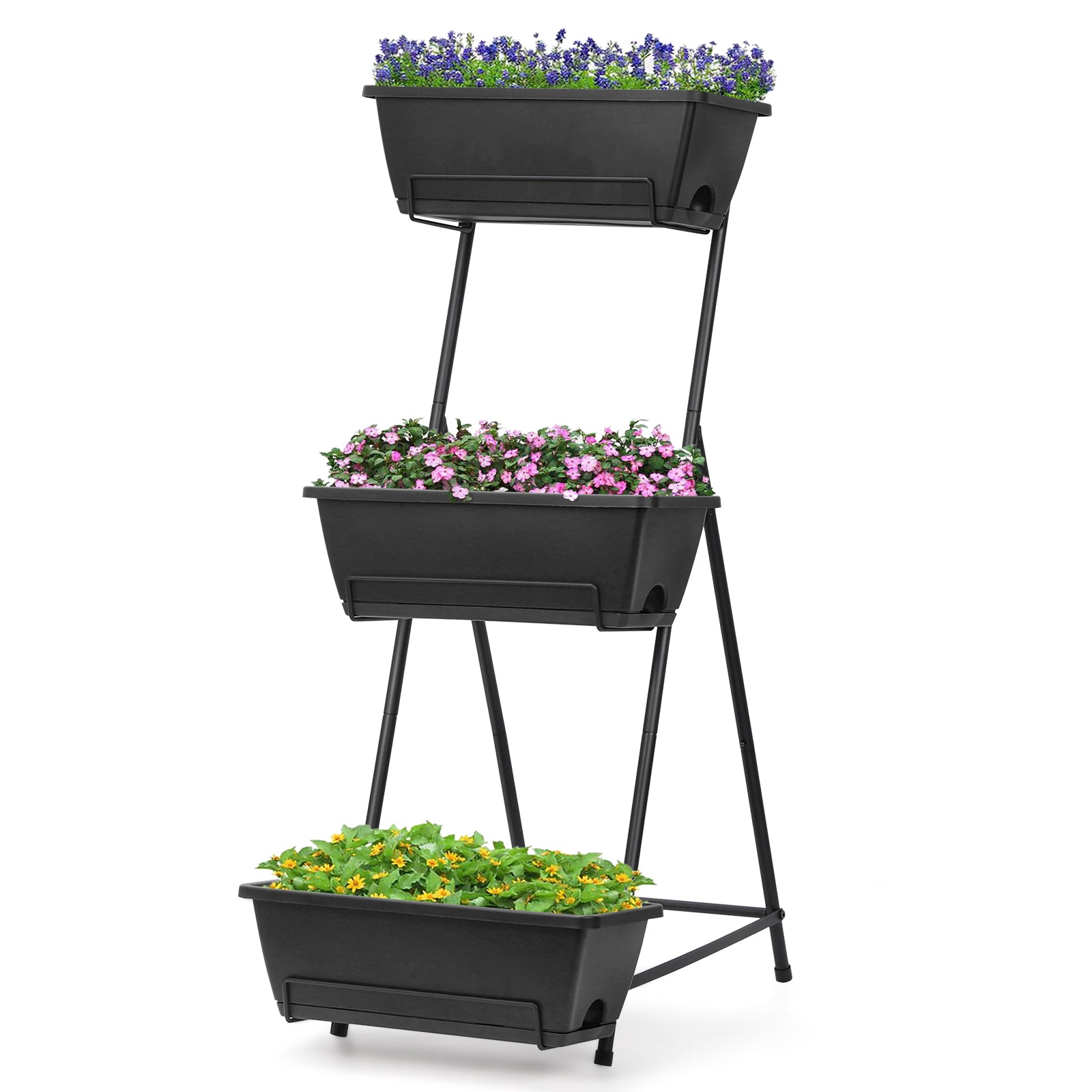 3-Tier Vertical Raised Garden Bed - Freestanding Planter Box Set for Vegetables, Herbs, and Flowers, Brick Red