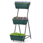 3-Tier Vertical Raised Garden Bed - Freestanding Planter Box Set for Vegetables, Herbs, and Flowers, Brick Red