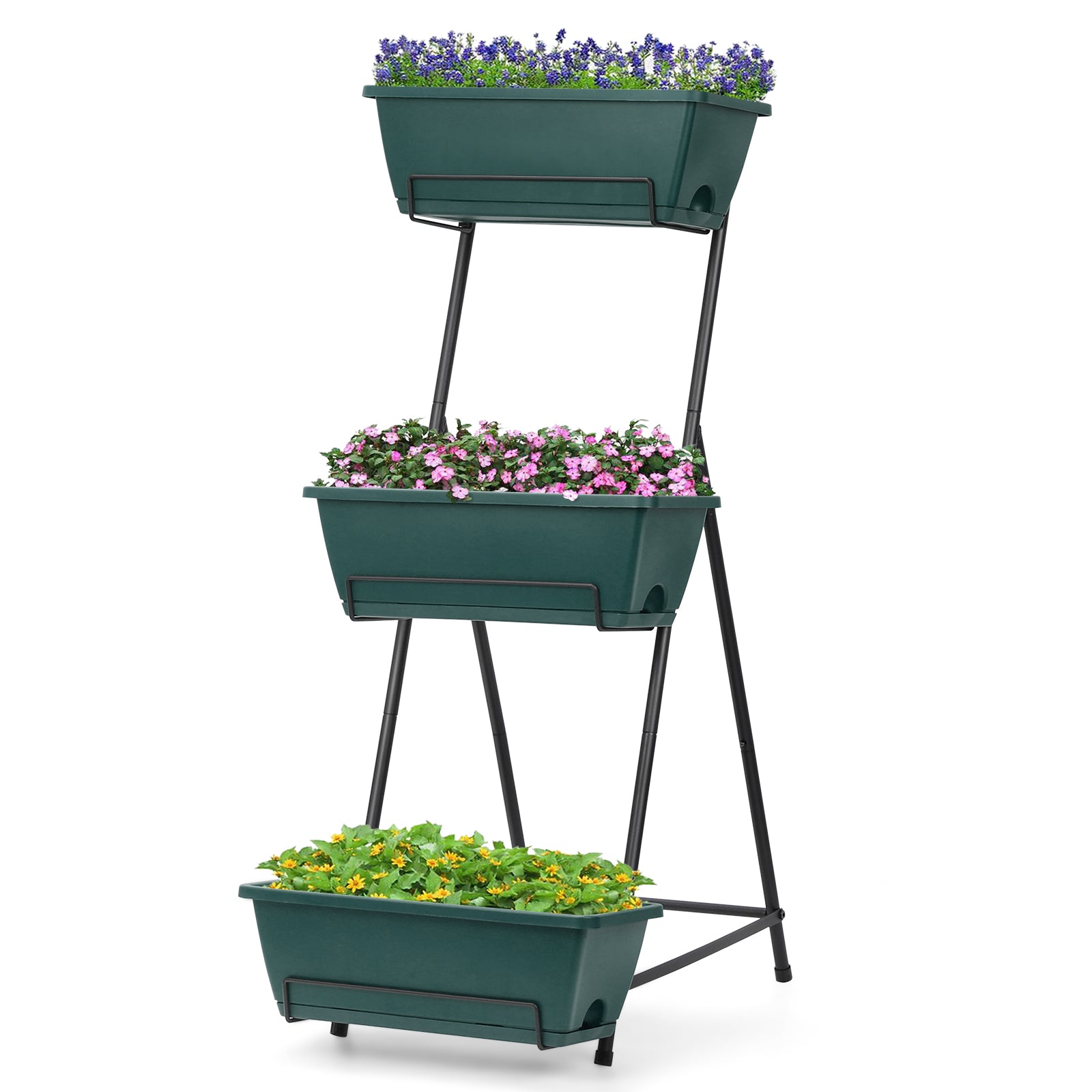 3-Tier Vertical Raised Garden Bed - Freestanding Planter Box Set for Vegetables, Herbs, and Flowers, Brick Red