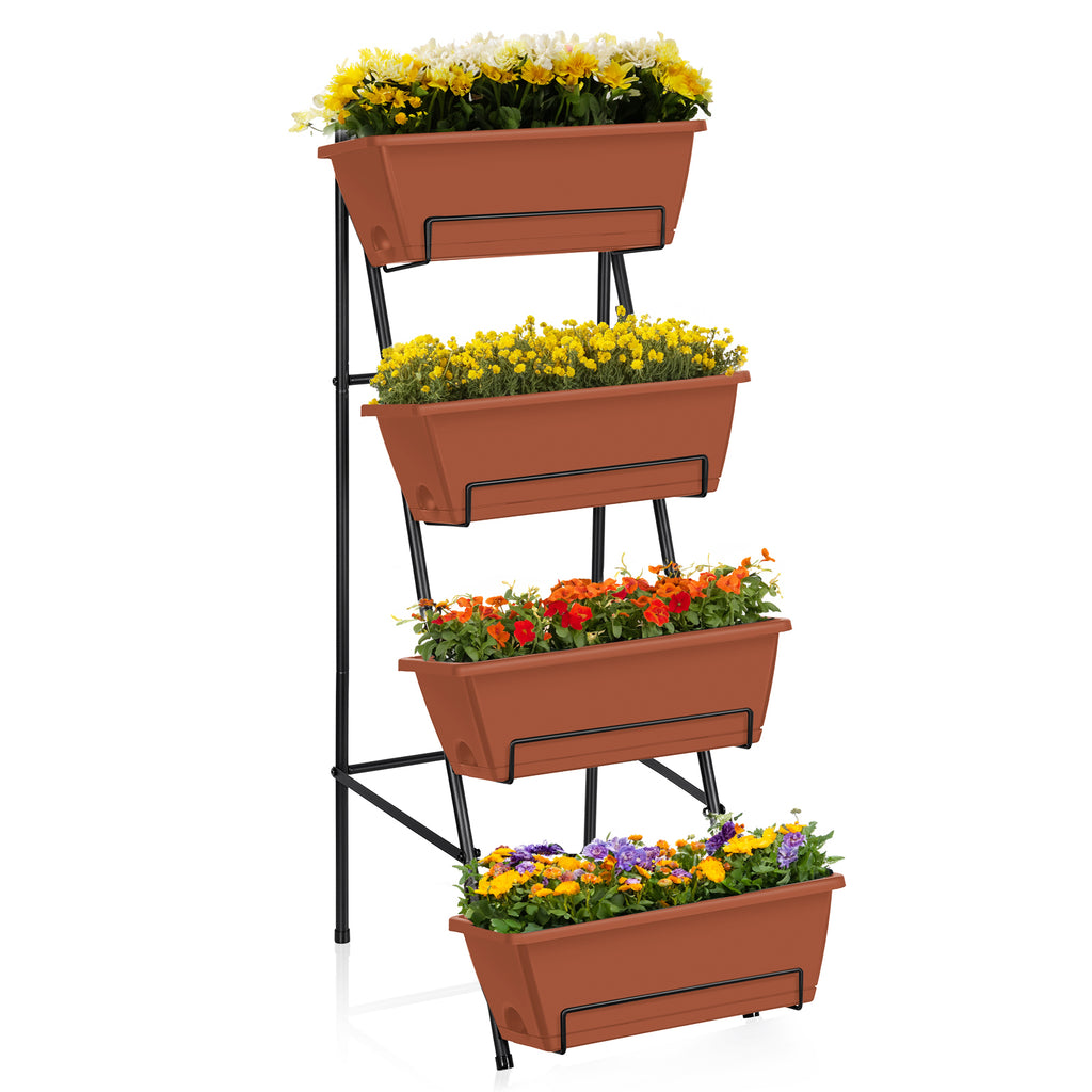 4-Tier Vertical Garden Planter - Elevated Raised Garden Bed with Tilted Bins for Small Space Gardening