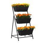 3-Tier Black Vertical Garden Planter - Elevated Raised Bed with Drainage System and Removable Trays