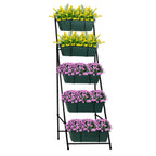 5-Tier Vertical Garden Bed - Large Capacity Standing Planter Boxes with Drainage Trays, Brick Red