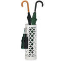 Modern Metal Umbrella Stand - Round White Umbrella Holder Rack with Drip Tray and Hooks for Entryway