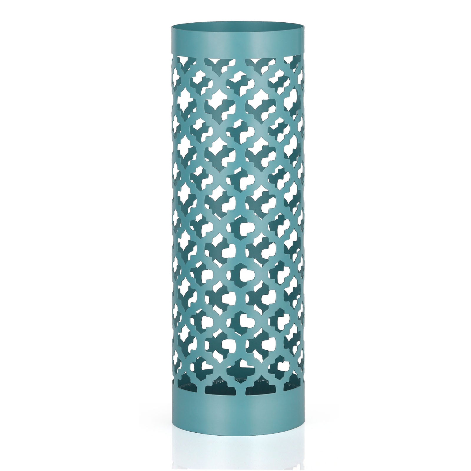Modern Metal Umbrella Stand - Round White Umbrella Holder Rack with Drip Tray and Hooks for Entryway