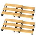 3-Tier Expandable Bamboo Spice Rack Organizer (Set of 2) - Adjustable Tiered Shelf for Kitchen Cabinets