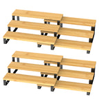 3-Tier Expandable Bamboo Spice Rack Organizer (Set of 2) - Adjustable Tiered Shelf for Kitchen Cabinets