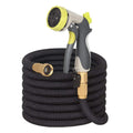 50-Foot Flexible Garden Hose with Durable Brass Fittings, Dual Layer Latex Core, and 8-Way High-Pressure Watering Nozzle