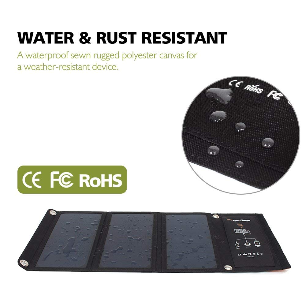 Portable 21W Solar Panel Charger - High-Efficiency Foldable Power Bank for Camping, Tablets, and Flashlights