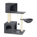 37'' Multi-Level Cat Tree Condo - Plush Activity Center with Scratching Posts, Hammock, and Feeding Bowl