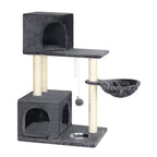 37'' Multi-Level Cat Tree Condo - Plush Activity Center with Scratching Posts, Hammock, and Feeding Bowl
