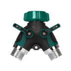 2-Way Y-Shape Garden Hose Splitter (2-Pack) - Heavy-Duty Water Spigot Adapter with Individual Shut-Off Valves