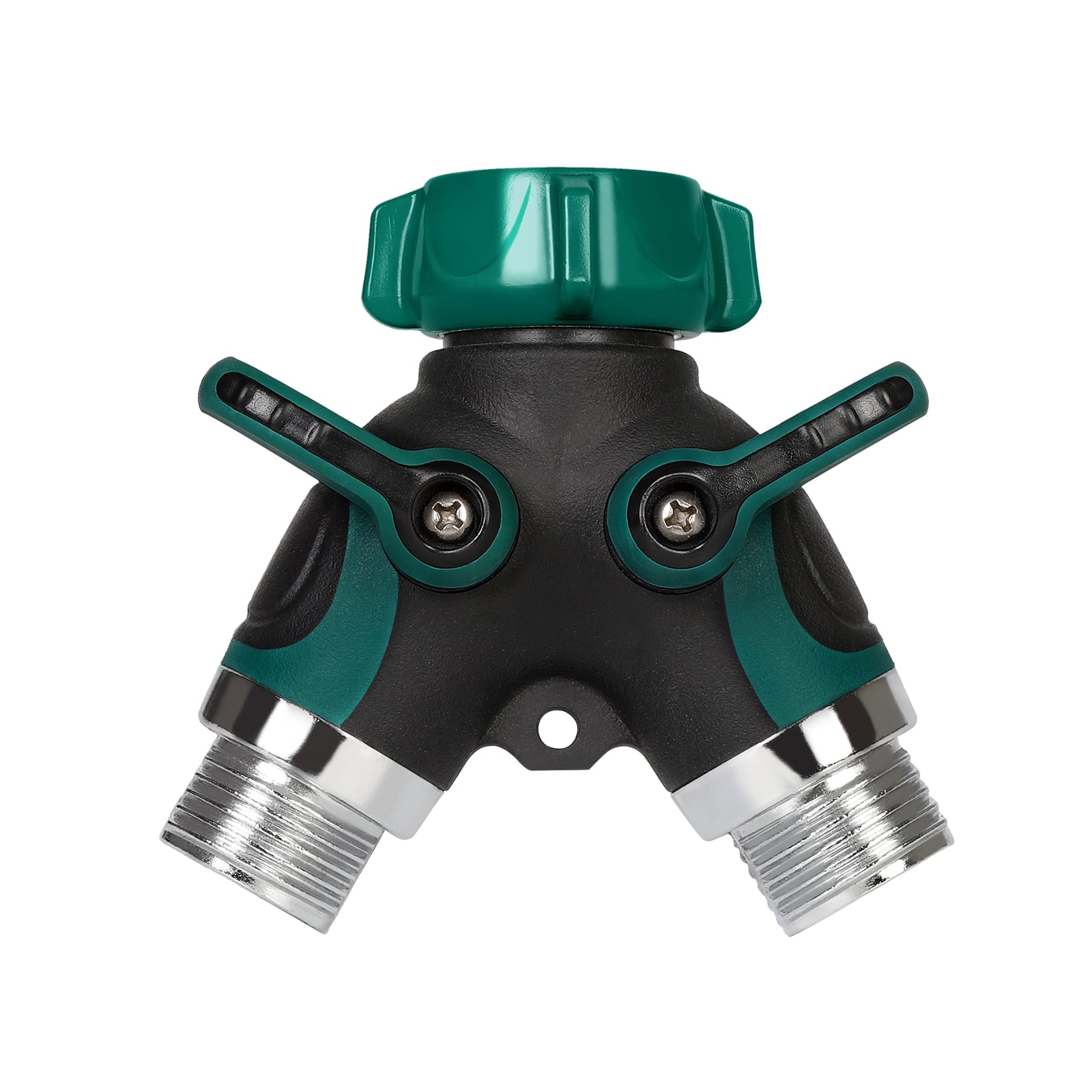 2-Way Y-Shape Garden Hose Splitter (2-Pack) - Heavy-Duty Water Spigot Adapter with Individual Shut-Off Valves