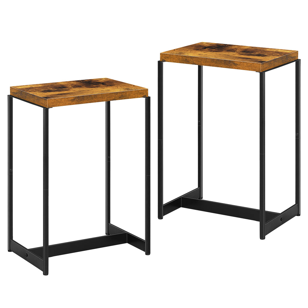 Set of 2 Nightstands with Charging Station - Slim Side Tables with USB Ports & AC Outlets for Bedroom