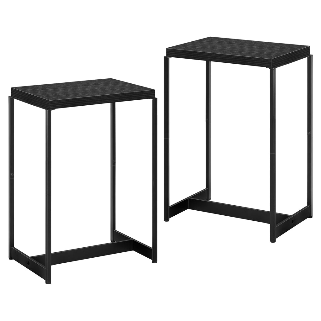 Set of 2 Nightstands with Charging Station - Slim Side Tables with USB Ports & AC Outlets for Bedroom
