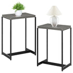 Set of 2 Nightstands with Charging Station - Slim Side Tables with USB Ports & AC Outlets for Bedroom