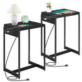 Set of 2 Nightstands with Charging Station - Slim Side Tables with USB Ports & AC Outlets for Bedroom
