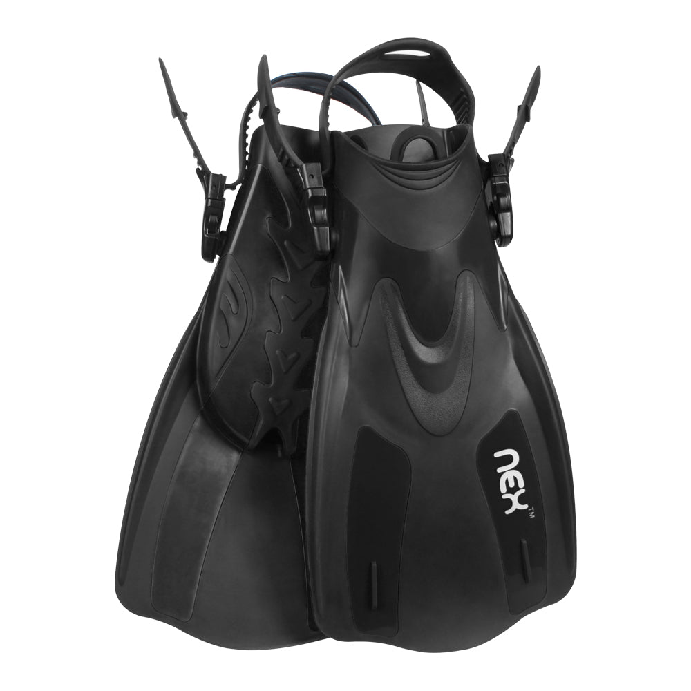 Adjustable Diving Fins for Adults, Short Blade Swimming Flippers for Men & Women, Comfortable Foot Fins for Snorkeling & Travel