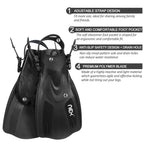 Adjustable Diving Fins for Adults, Short Blade Swimming Flippers for Men & Women, Comfortable Foot Fins for Snorkeling & Travel