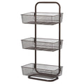 3-Tier Mesh Basket Floor Storage Rack - Multi-Purpose Bathroom & Kitchen Organizer with Handle, Bronze