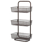 3-Tier Mesh Basket Floor Storage Rack - Multi-Purpose Bathroom & Kitchen Organizer with Handle, Bronze