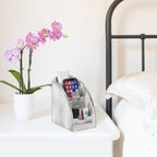Rustic Wood Remote Control Caddy - Multi-Slot Media Organizer & Desktop Stationery Holder for Living Room