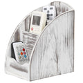 Rustic Wood Remote Control Caddy - Multi-Slot Media Organizer & Desktop Stationery Holder for Living Room