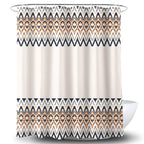 Modern Striped Fabric Shower Curtain (70x70 Inches) - Waterproof Bathroom Decor with 12 Metal Hooks