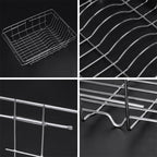 Dish Drying Rack in Sink- Over The Sink Colander Strainer Basket, Stainless Steel Strainer Basket with Expandable Rubber Grip Handles for Vegetables, Fruits, Home Kitchen Essentials, Black