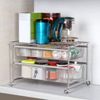 Stackable 2-Tier Sliding Basket Drawer, Heavy-Duty Mesh Under Sink Storage Organizer for Kitchen & Pantry