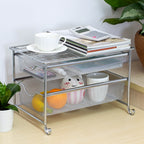 Stackable 2-Tier Sliding Basket Drawer, Heavy-Duty Mesh Under Sink Storage Organizer for Kitchen & Pantry