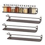 Wall-Mounted Single Tier Spice Racks (Set of 2) - Bronze Metal Spice Shelf for Kitchen Doors & Cabinets