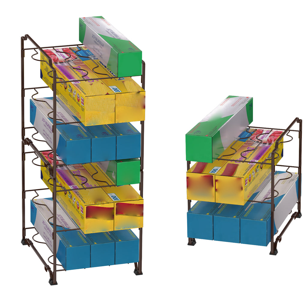 Kitchen Wrap & Foil Organizer Rack (2-Pack) - Stackable Storage Holder for Aluminum Foil and Plastic Wrap
