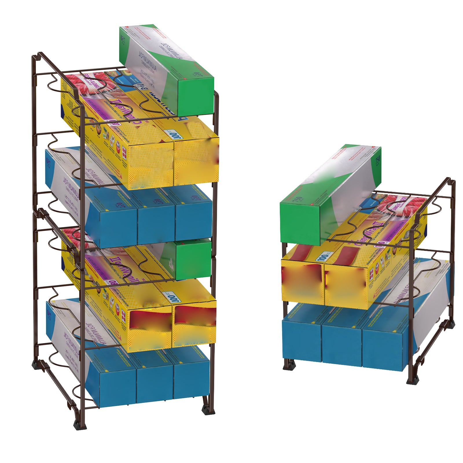 Kitchen Wrap & Foil Organizer Rack (2-Pack) - Stackable Storage Holder for Aluminum Foil and Plastic Wrap