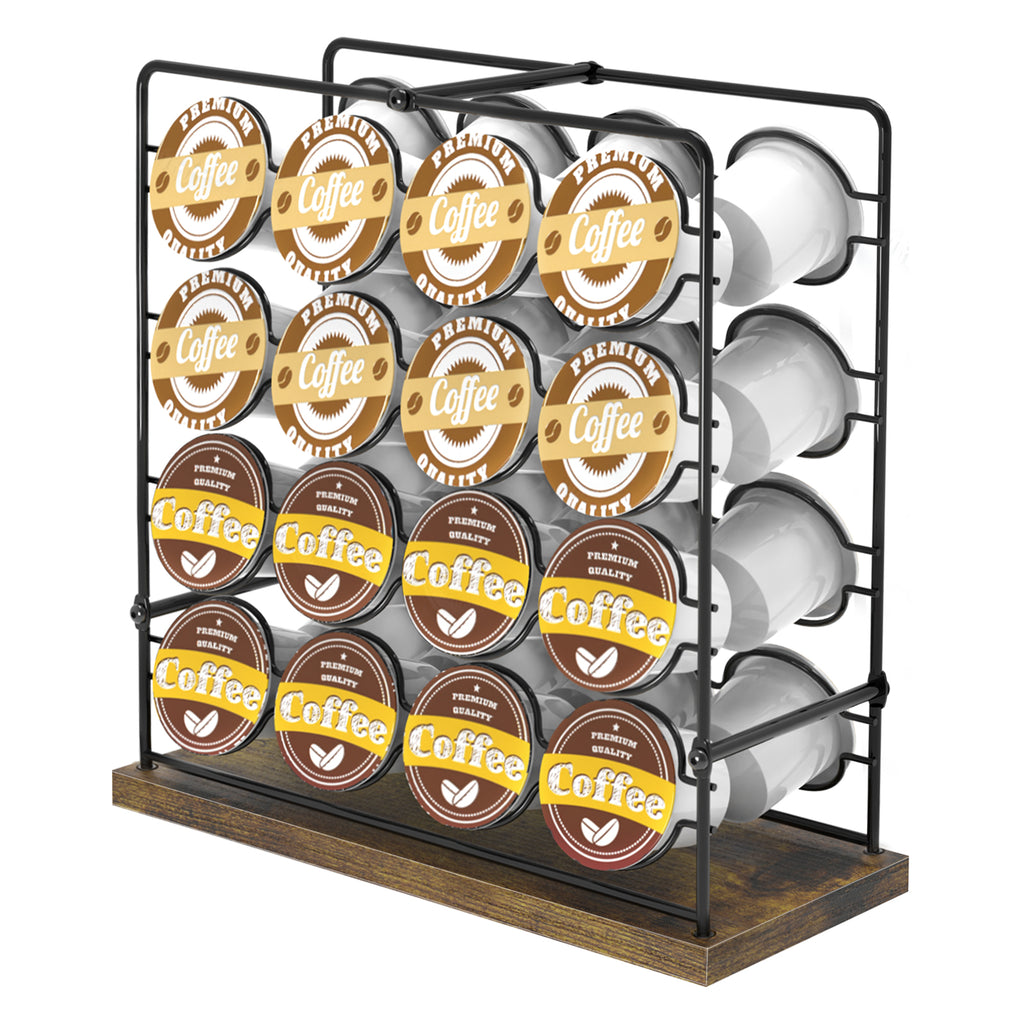 32-Capacity K-Cup Coffee Pod Holder -Rustic Wood & Metal Countertop Organizer