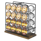 32-Capacity K-Cup Coffee Pod Holder -Rustic Wood & Metal Countertop Organizer