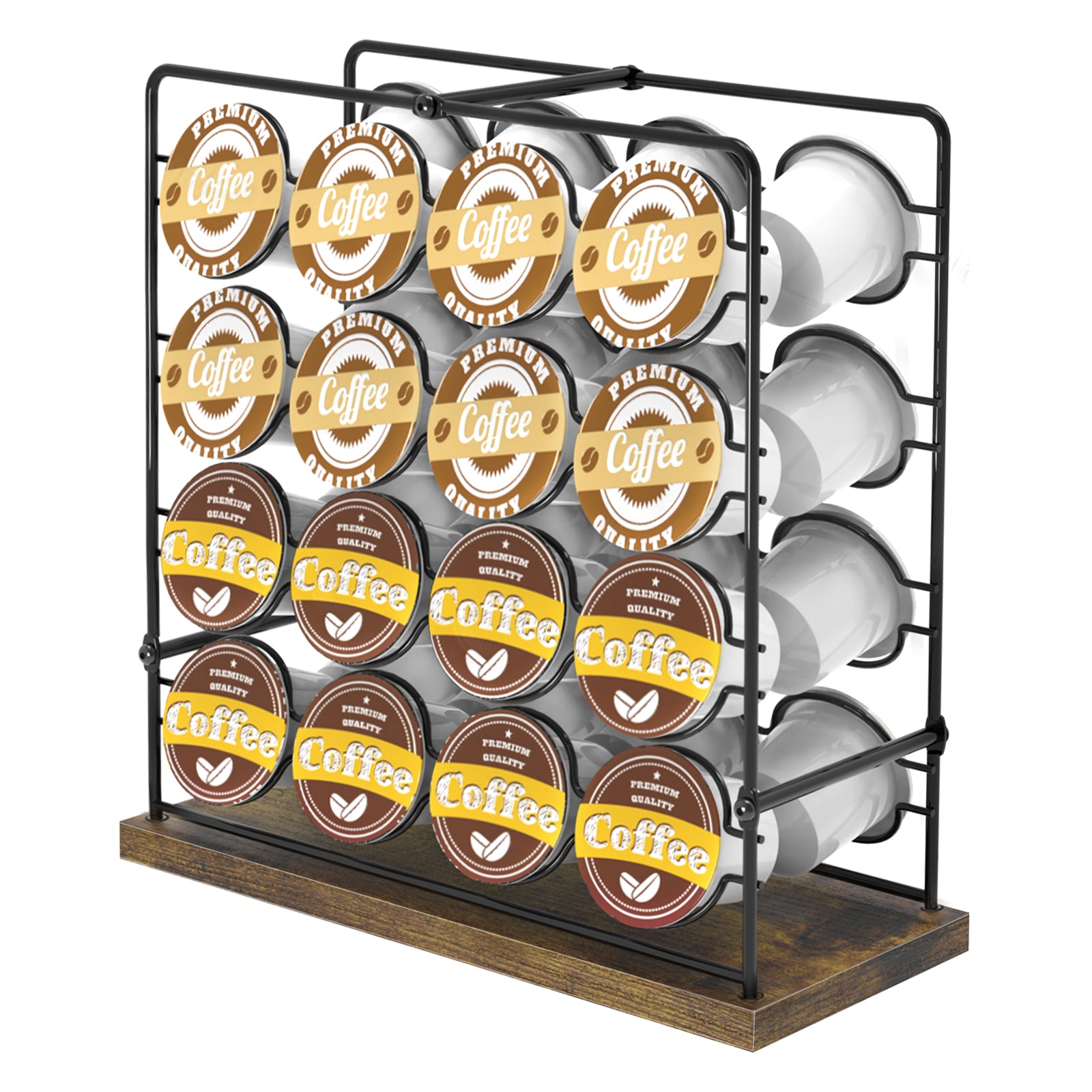 32-Capacity K-Cup Coffee Pod Holder -Rustic Wood & Metal Countertop Organizer