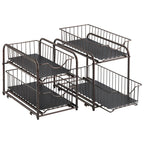 2-Tier Sliding Under Sink Organizer - Stackable Metal Basket Storage Drawer for Kitchen & Bathroom