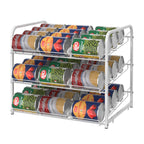 3-Tier Stackable Can Organizer Rack - Pantry Storage Holder for 36 Cans with Adjustable Dividers