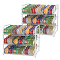 Stackable Can Organizer Rack, 2-Pack White Pantry Can Storage Dispensers, Holds 72 Cans Total