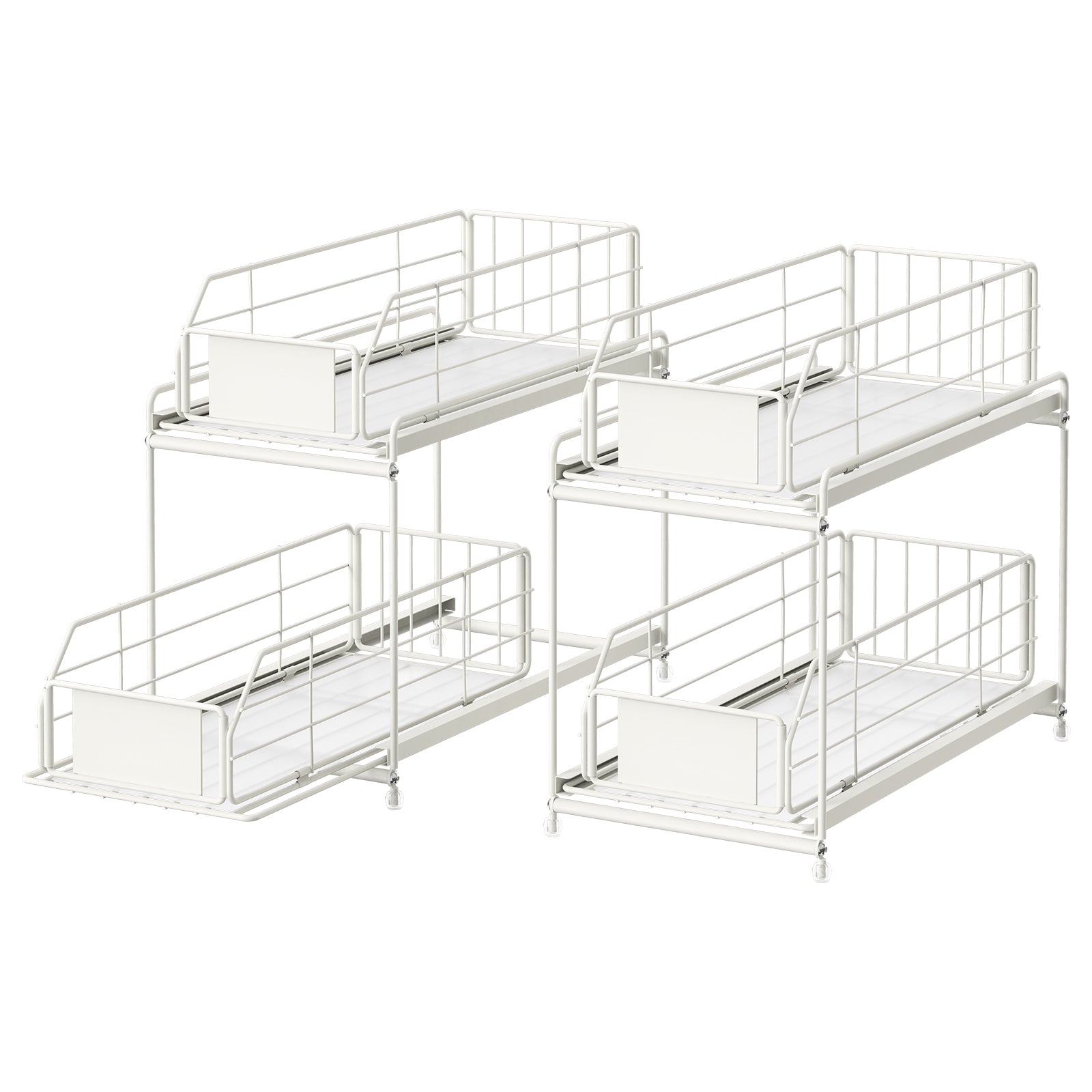 Set of 2 Under Sink Organizers -2-Tier Pull-Out Sliding Basket Storage Shelves
